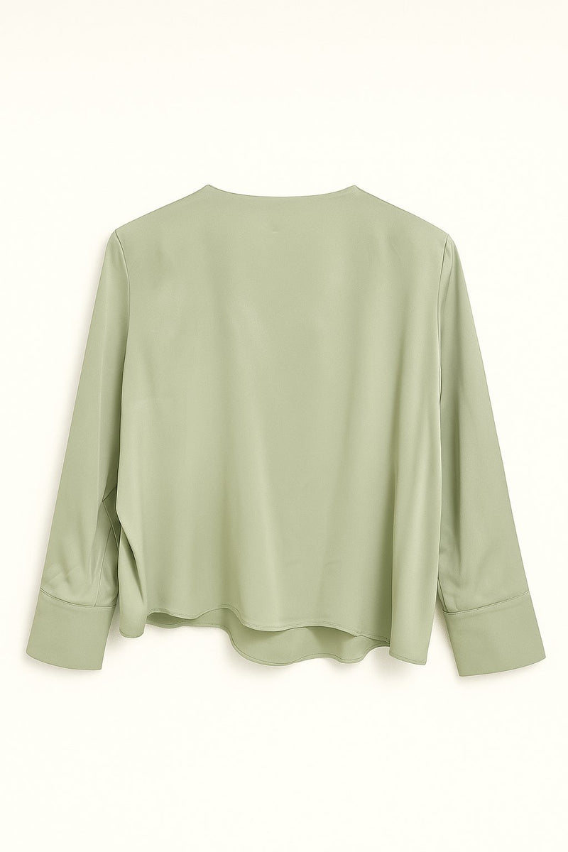 Setre Collar Accessory Detailed Relaxed Cut Blouse Light Green