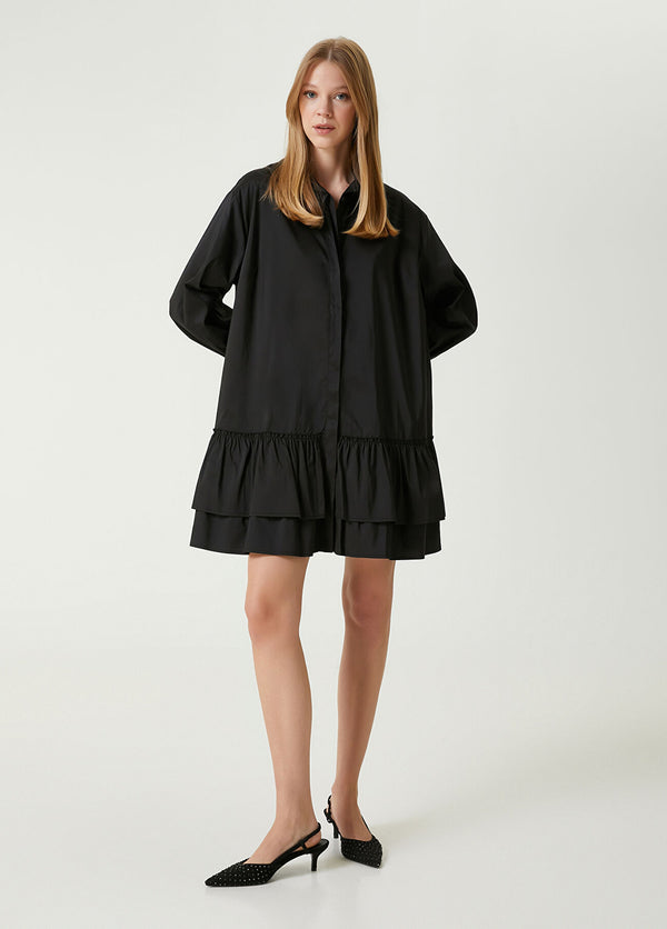 Beymen Club Ruffle Detail Mini Dress Black