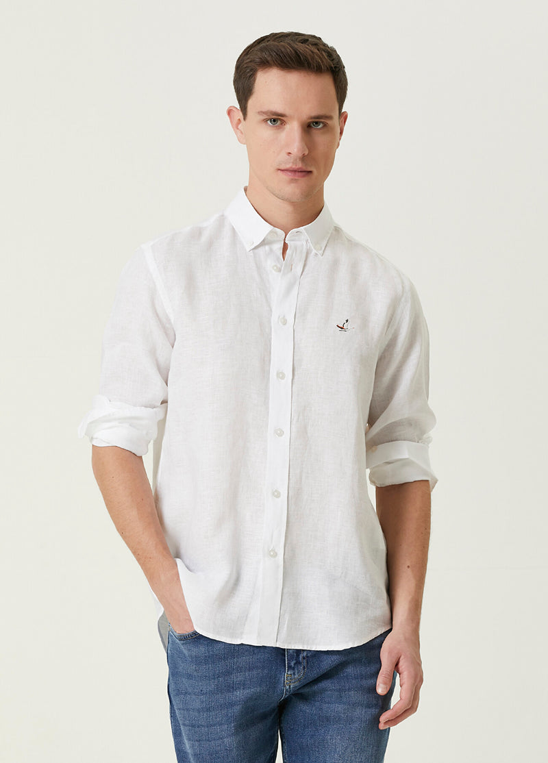 Beymen Club Men Comfort Fit Linen Shirt White