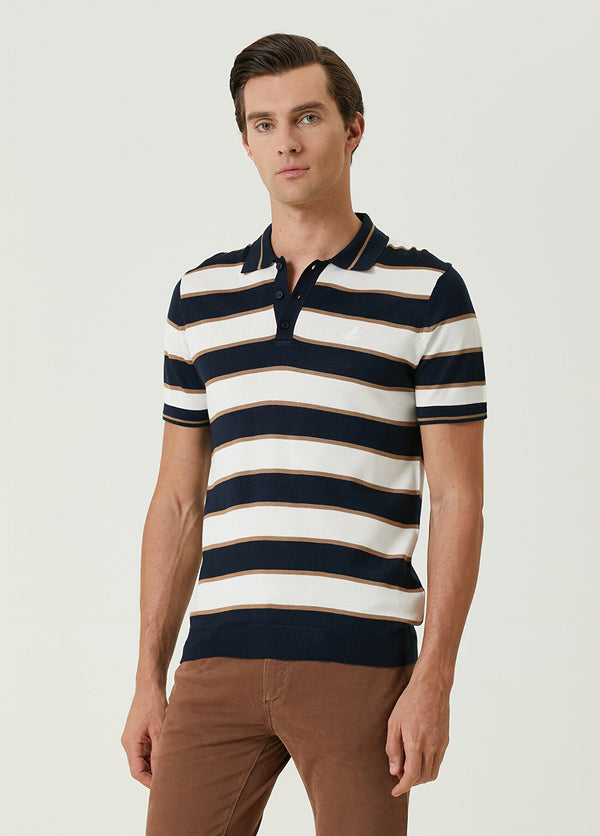 Beymen Club Men Colorblocked Detailed Short Sleeve Knitwear Navy