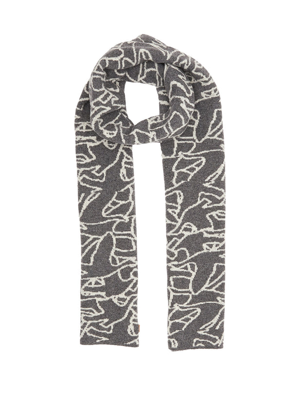 Beymen Club Logo Jacquard Wool Scarf Grey