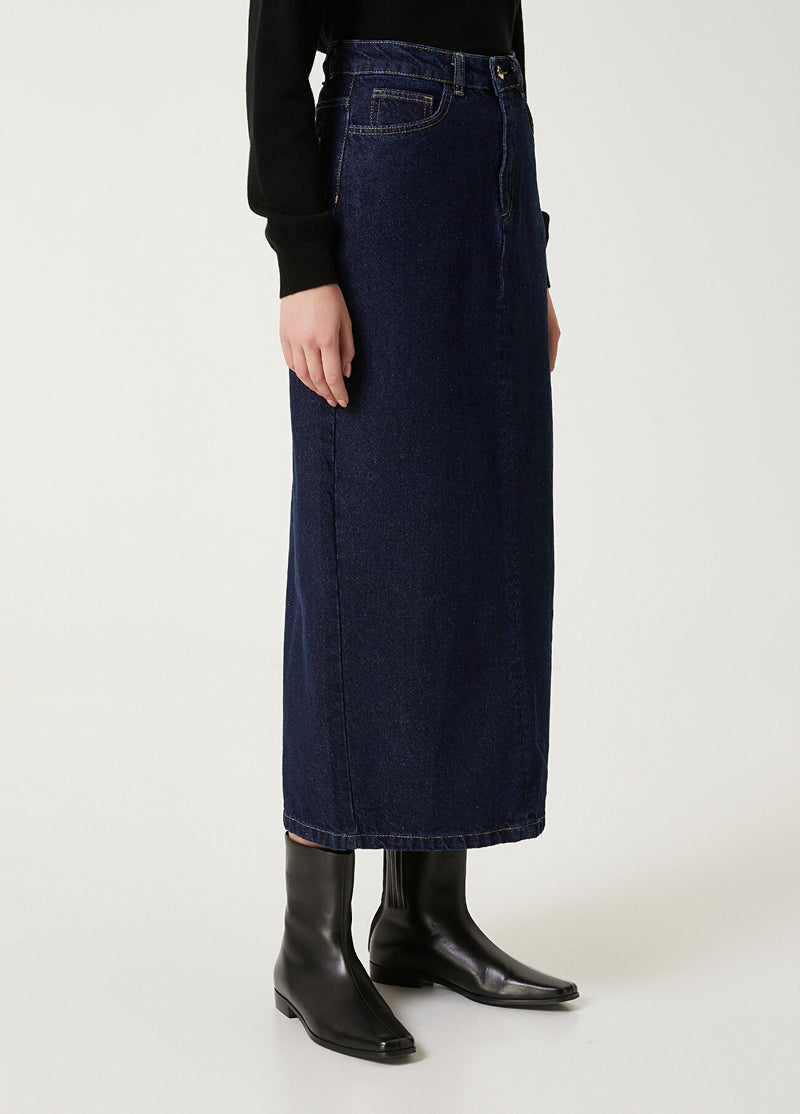 Beymen Club Indigo Midi Denim Skirt Blue