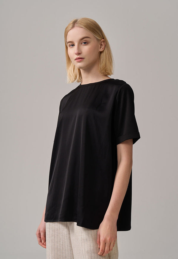 Choice Round Neck Basic T-Shirt  Black