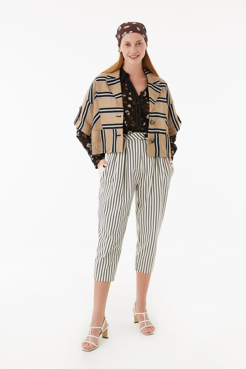 Exquise Jacket Linen Stripe Beige