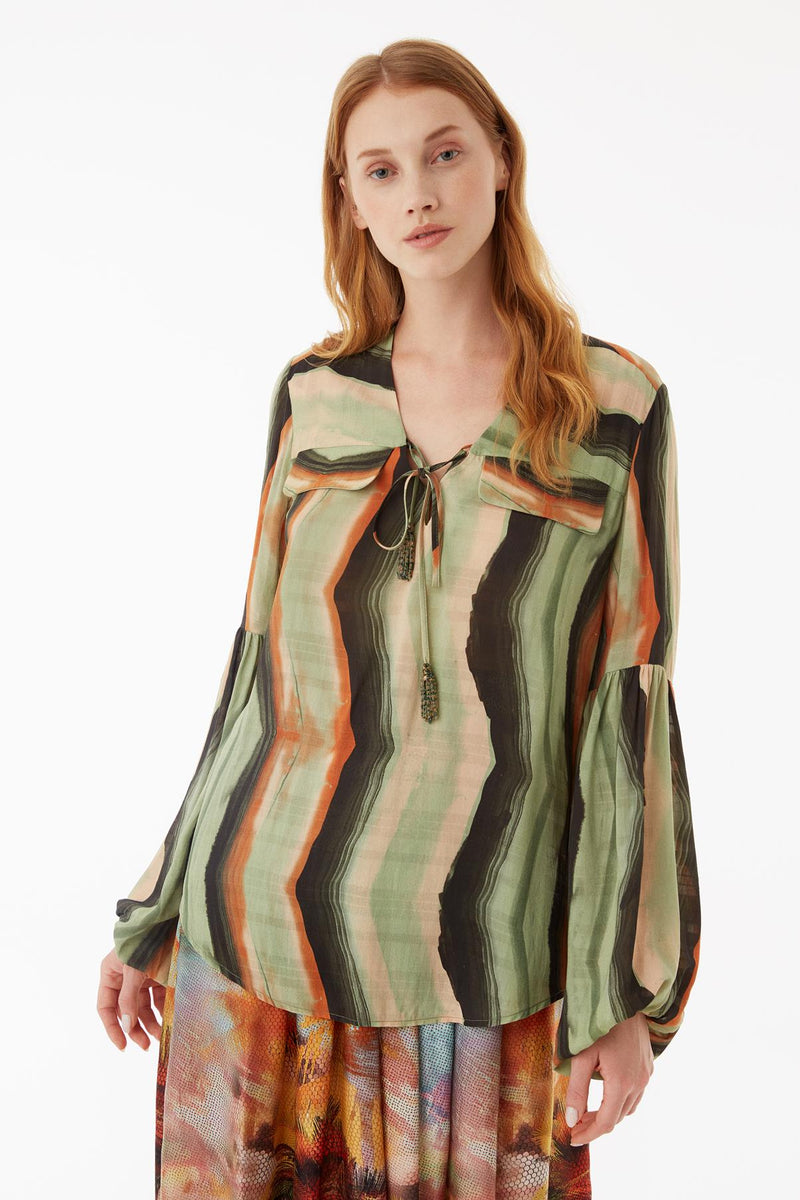 Exquise Blouse Stripe L/Sl Print