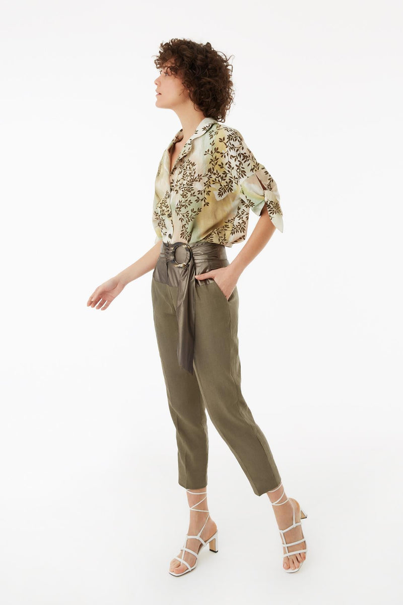 Exquise Trouser +Belt Khaki - Wardrobe Fashion