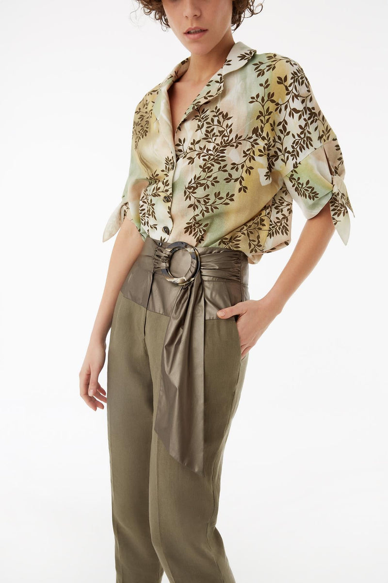 Exquise Trouser +Belt Khaki - Wardrobe Fashion