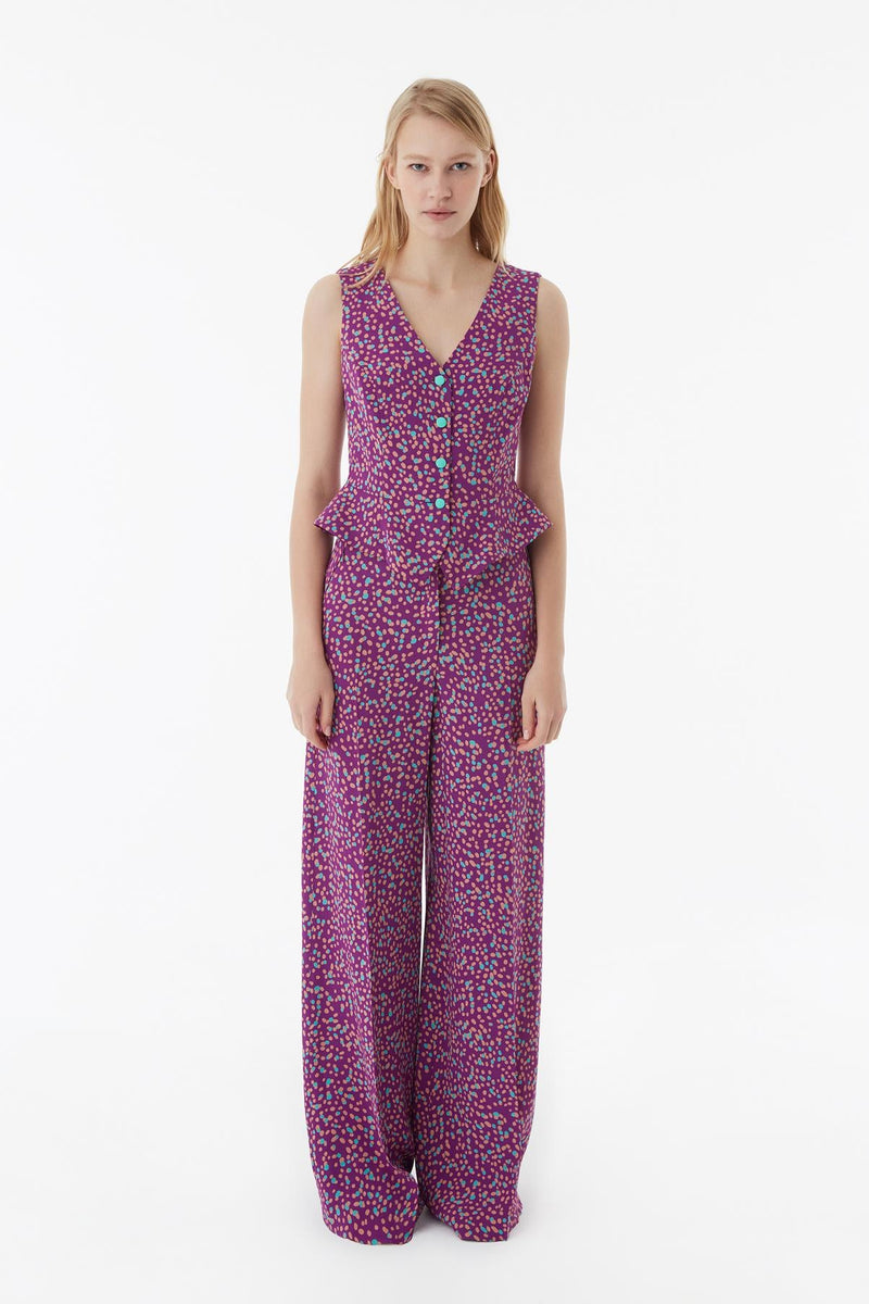 Exquise Trouser Paisley Print Purple - Wardrobe Fashion