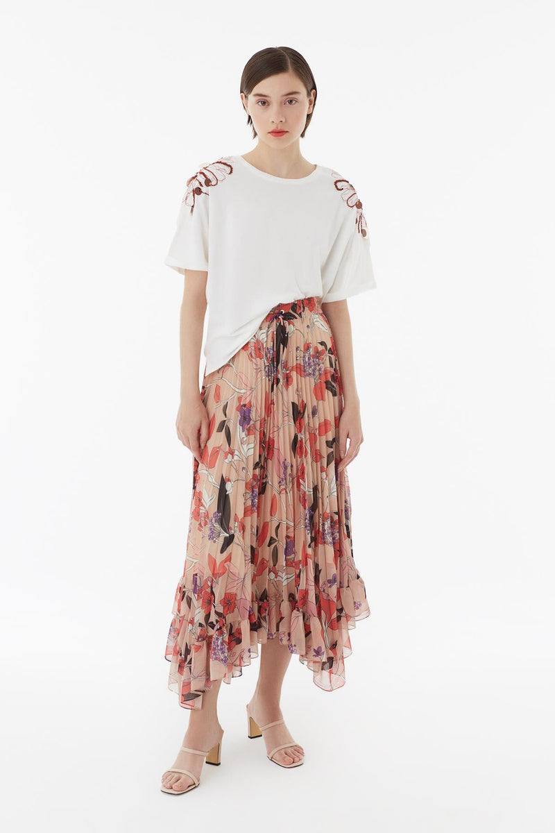 Exquise Skirt Pleat Print Print - Wardrobe Fashion