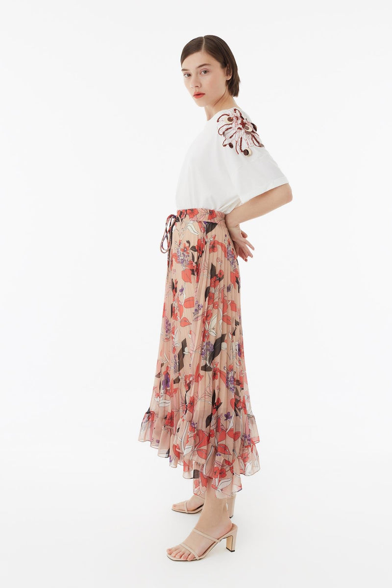 Exquise Skirt Pleat Print Print - Wardrobe Fashion