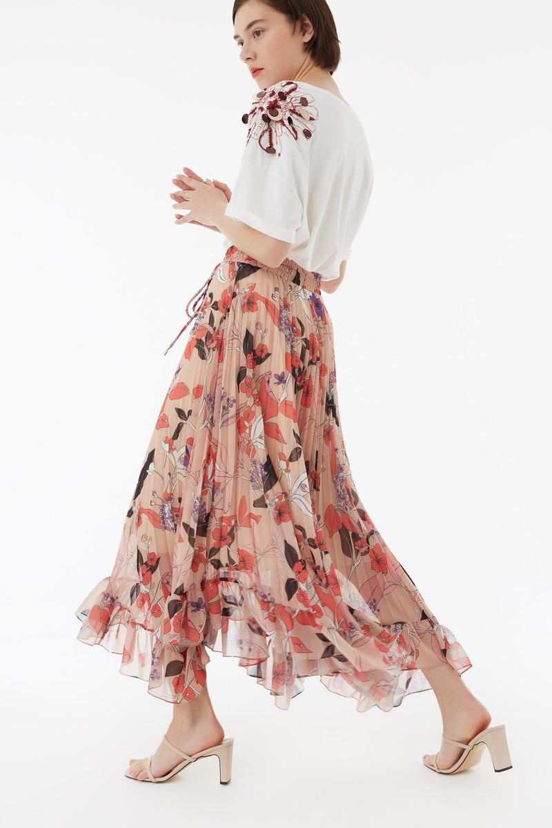 Exquise Skirt Pleat Print Print - Wardrobe Fashion