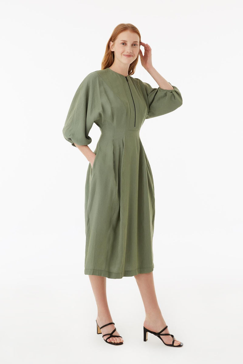 Exquise Dress Zipper L/Sl Khaki