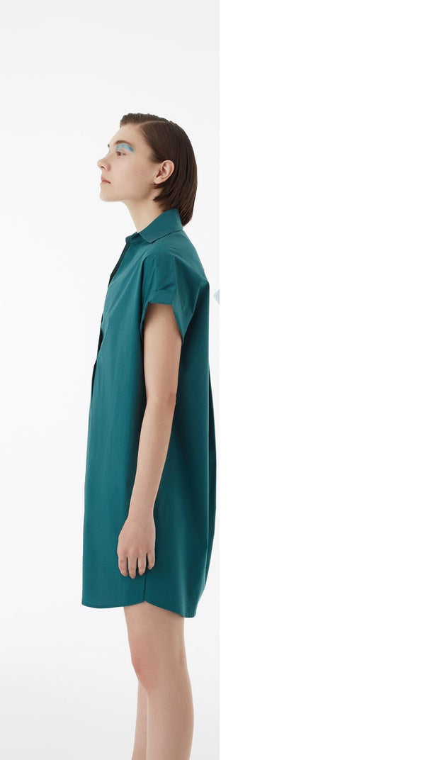 Exquise Dress Button Edge N/S Green - Wardrobe Fashion