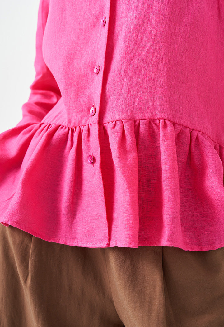 Choice Tiered Hem Solid Shirt Fushia