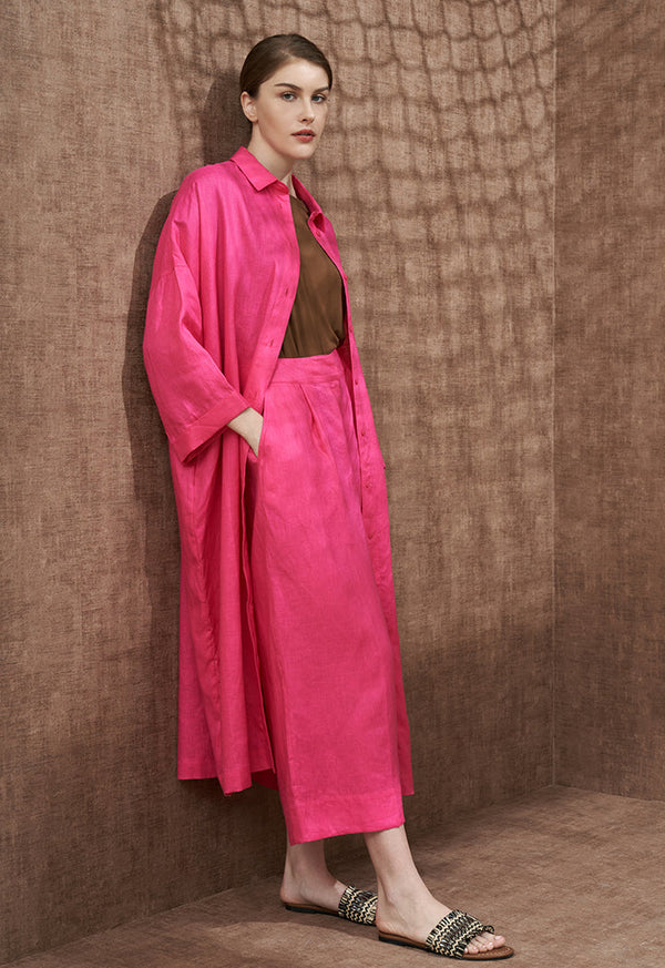 Choice Wide Leg Solid Trousers Fuchsia