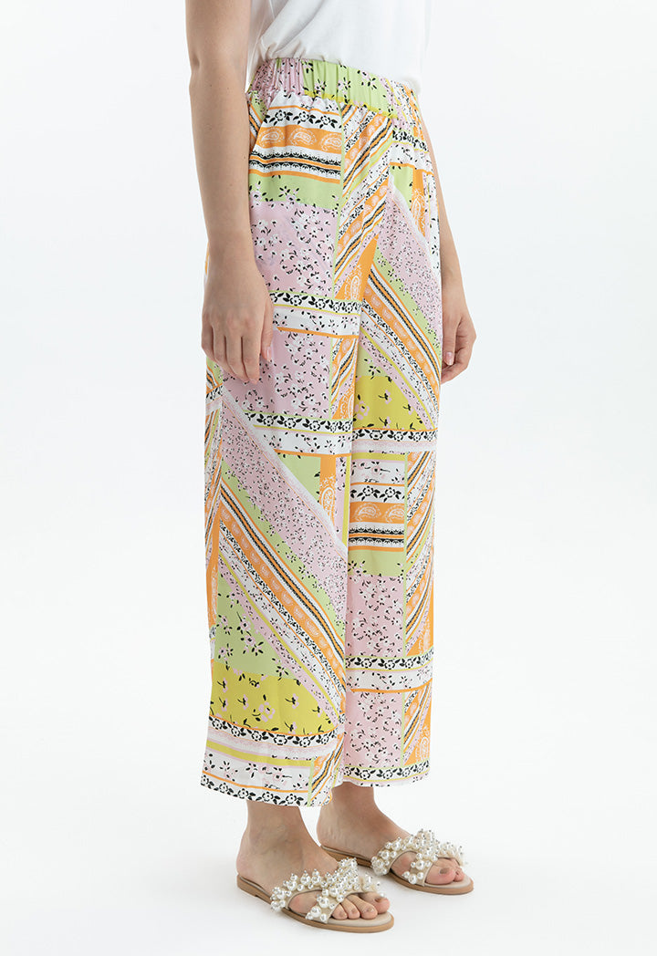 Choice Textured Disty Printed Trousers Multi Color