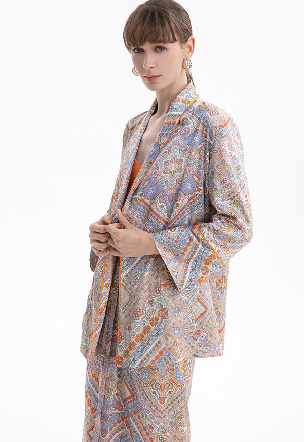 Choice Printed Belted Outerwear Print