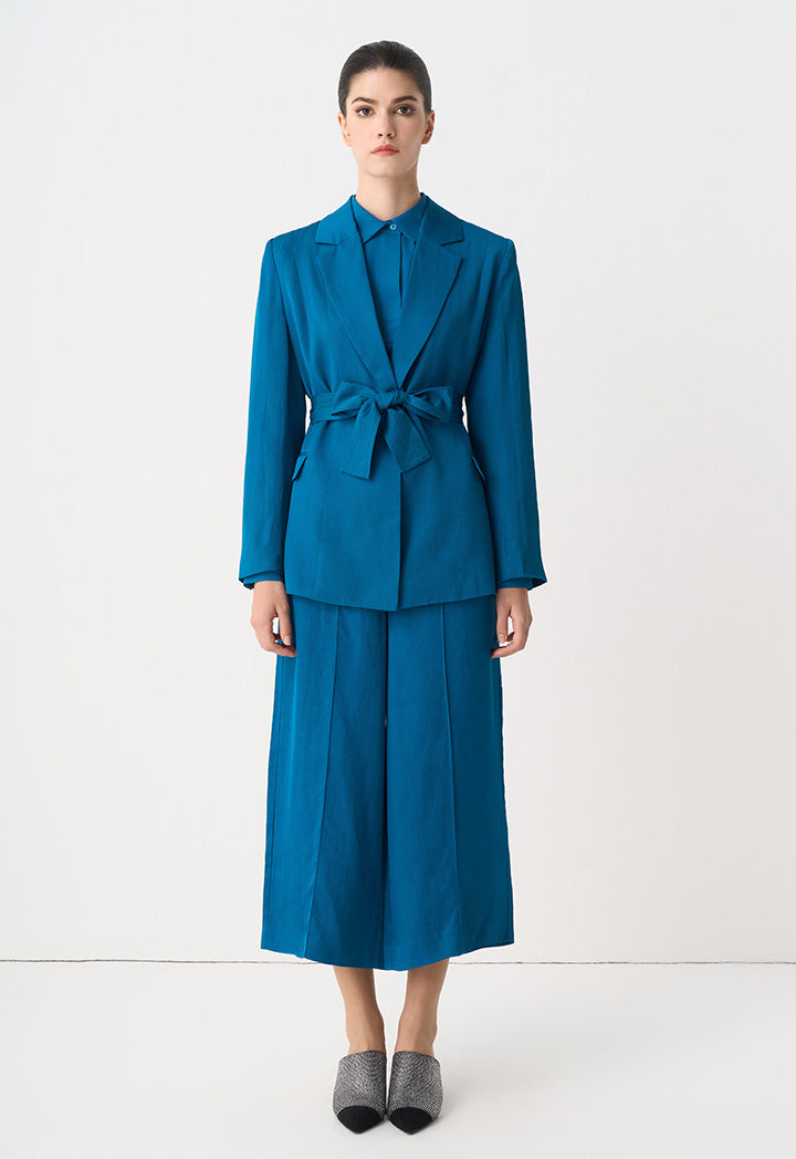 Choice Solid Notched Collar Blazer Teal