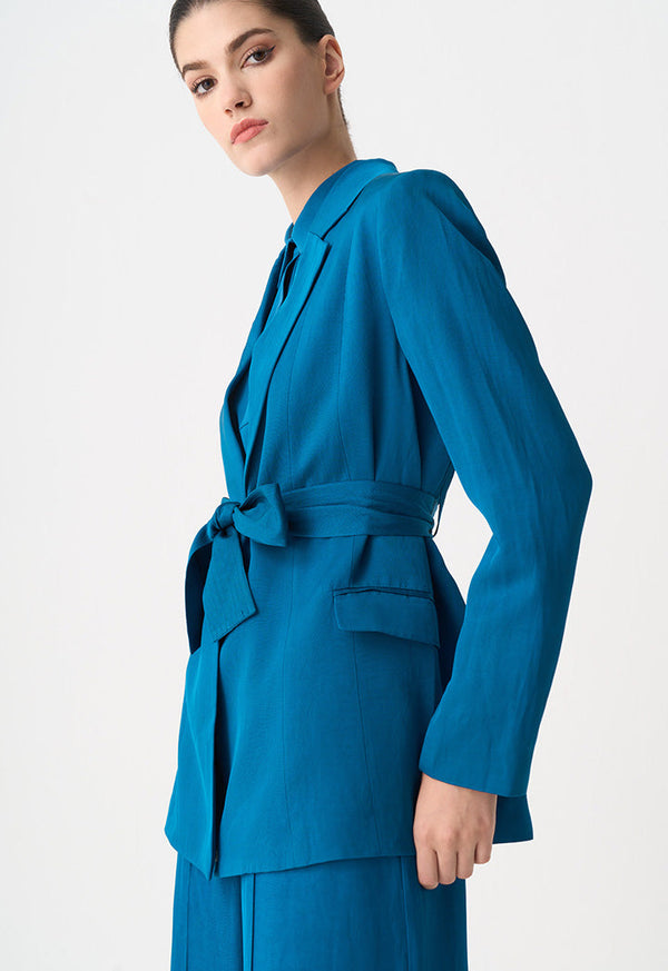 Choice Solid Notched Collar Blazer Teal