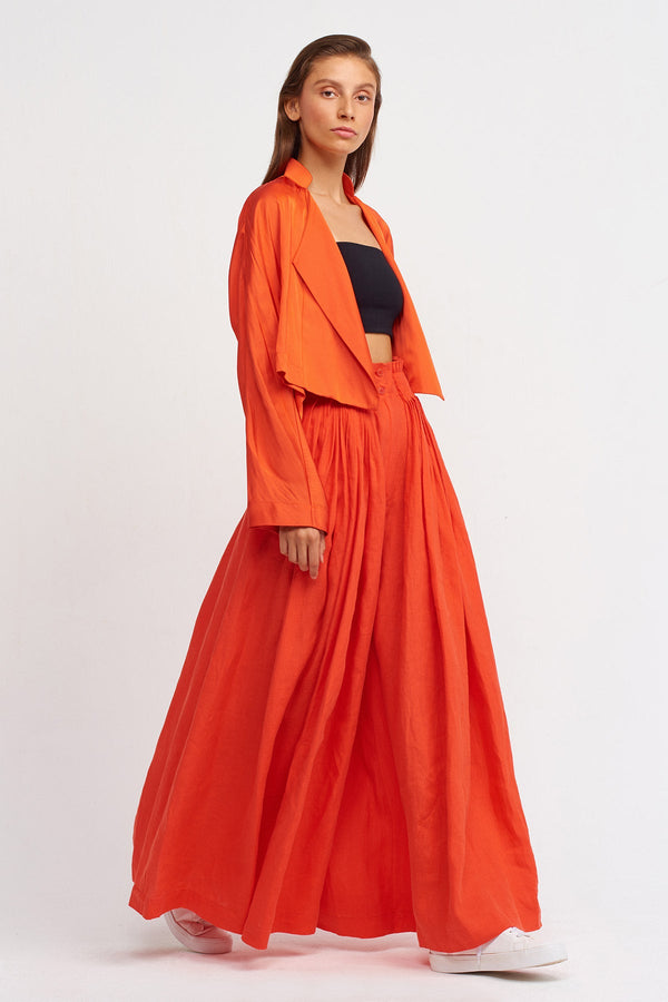 Nu Wide Leg Trousers With Pleated Waist Orange