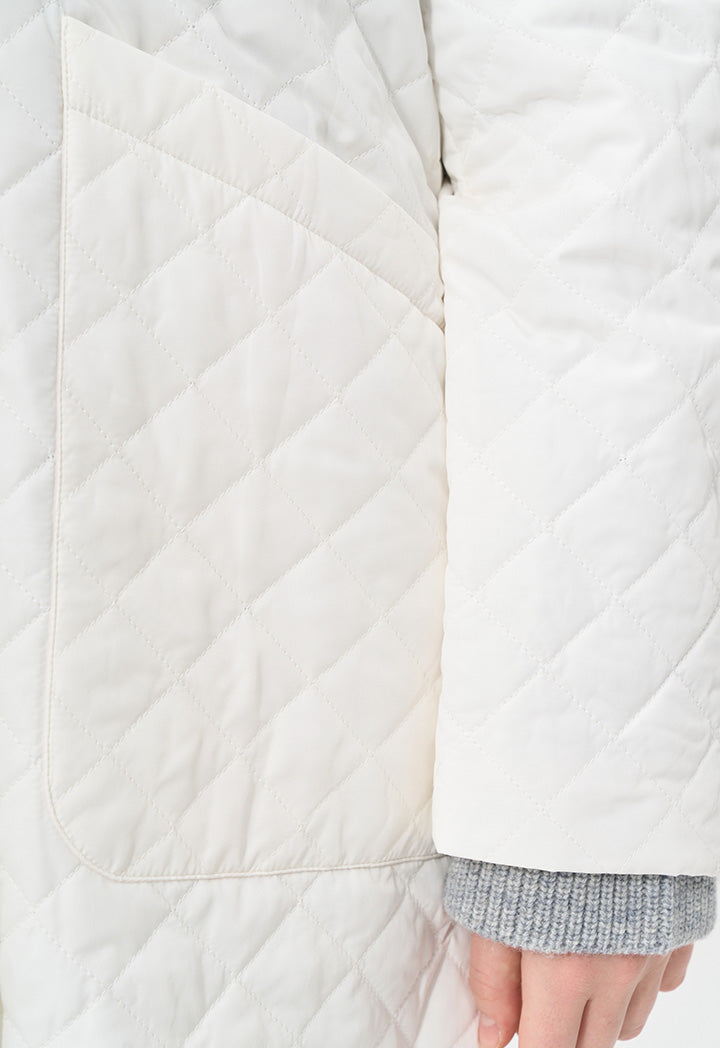 Choice Quilted Solid Jacket  Cream