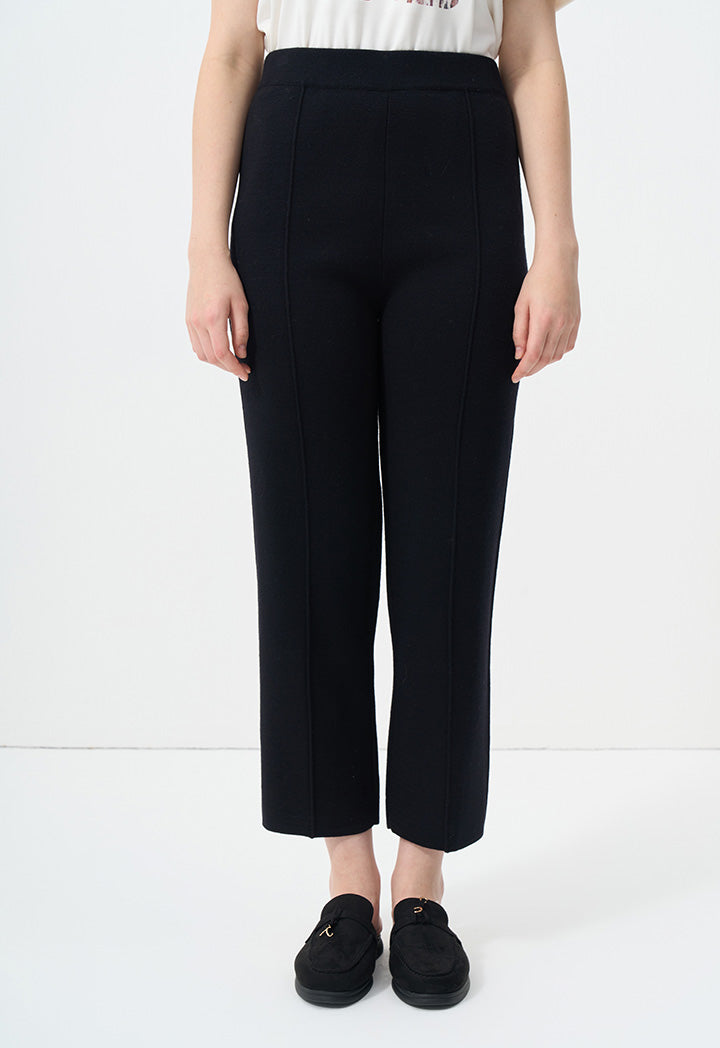 Choice Knitted Straight Fit Solid Pants Black