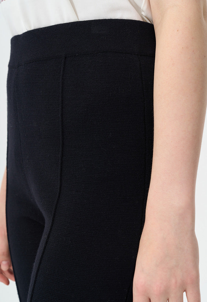 Choice Knitted Straight Fit Solid Pants Black