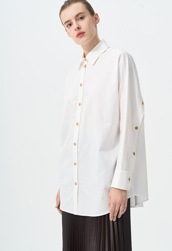 Choice Solid Long Sleeves Shirt  Off White