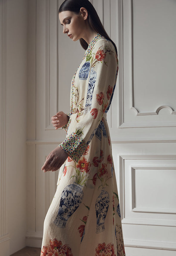 Choice Elegant Print Soft Loose Abaya Multicolor