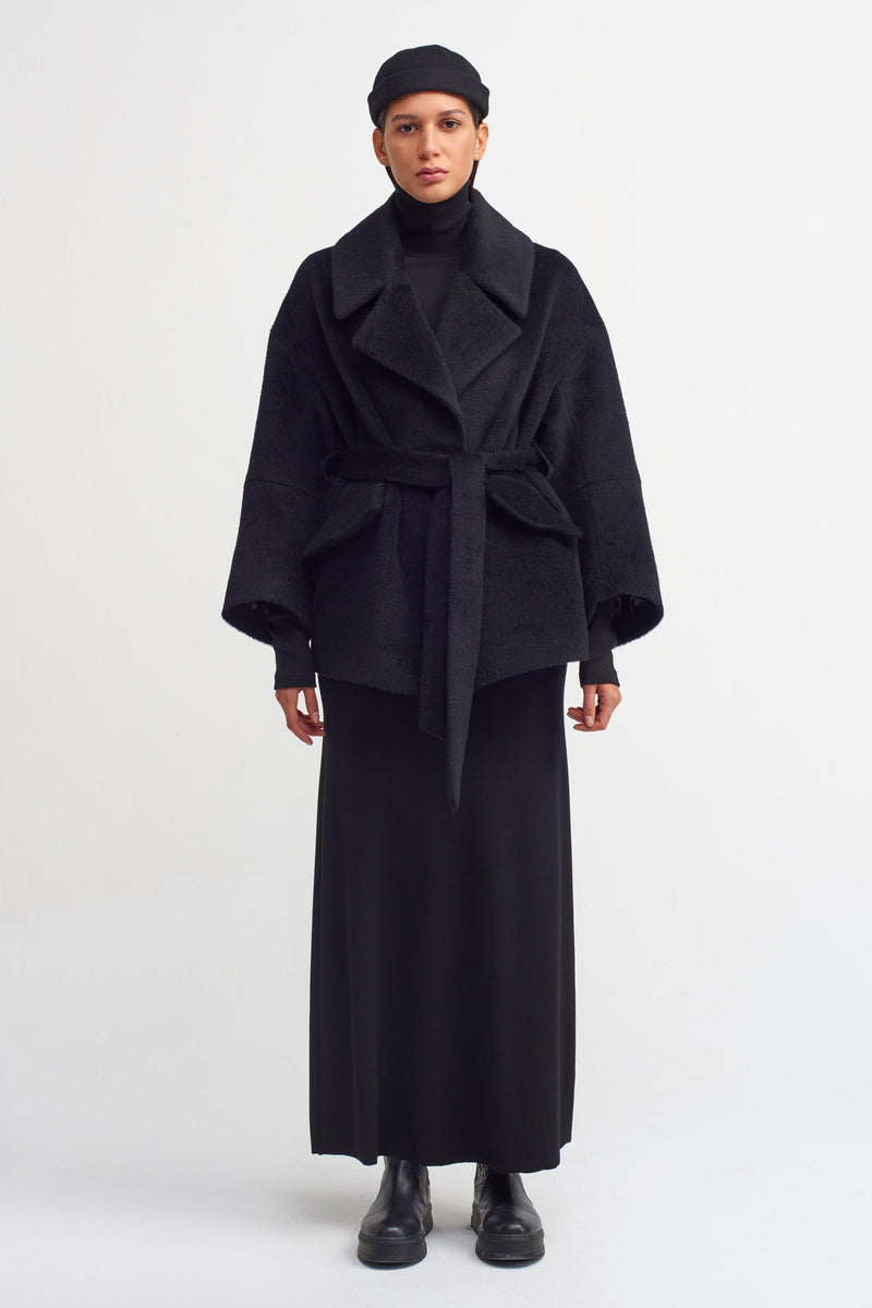 NU Long Sleeve Belted Jacket Black