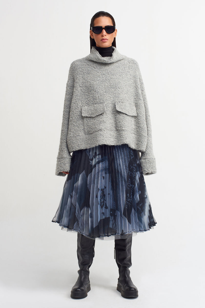 NU Double Pocket Sweater Light Grey