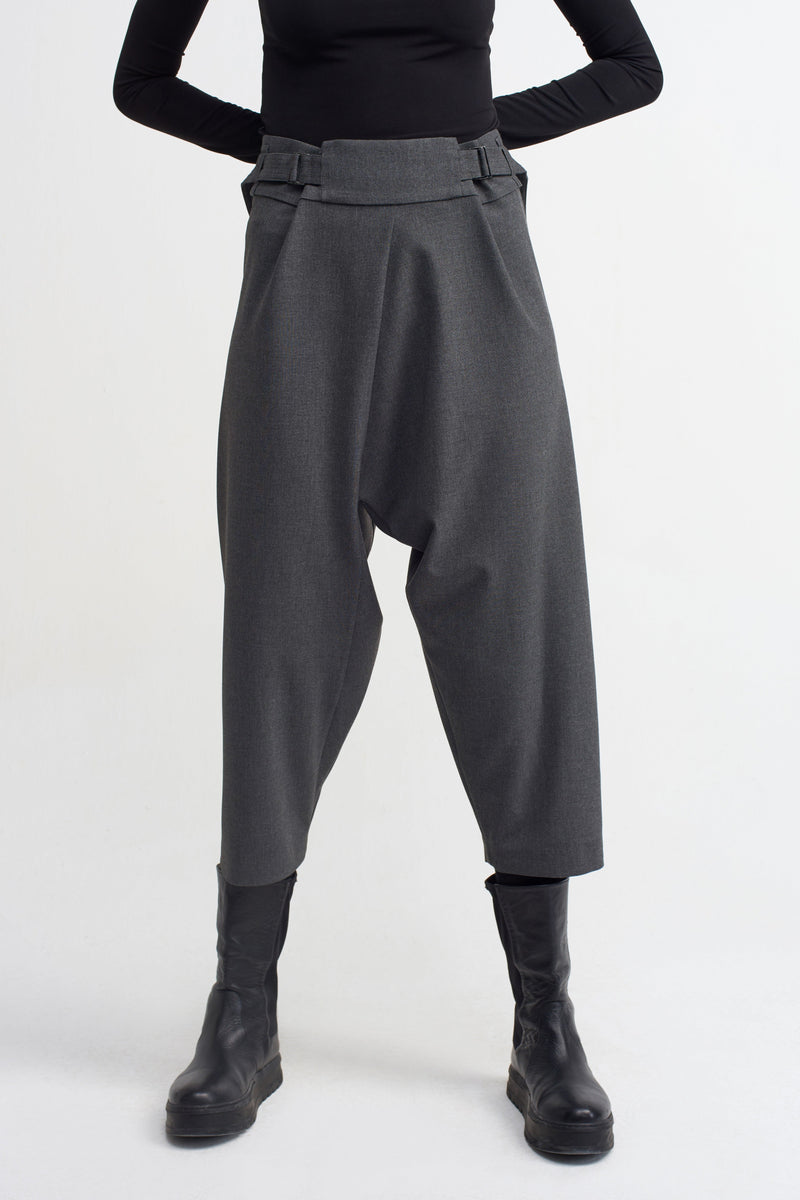 Nu Belted Detail Harem Trouser Dark Grey