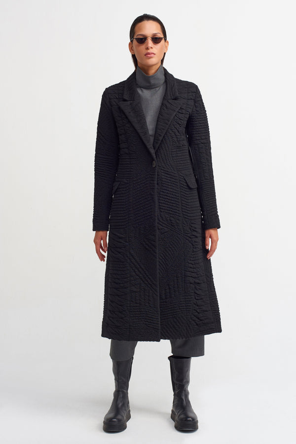 Nu Single Breasted Trench Coat Black