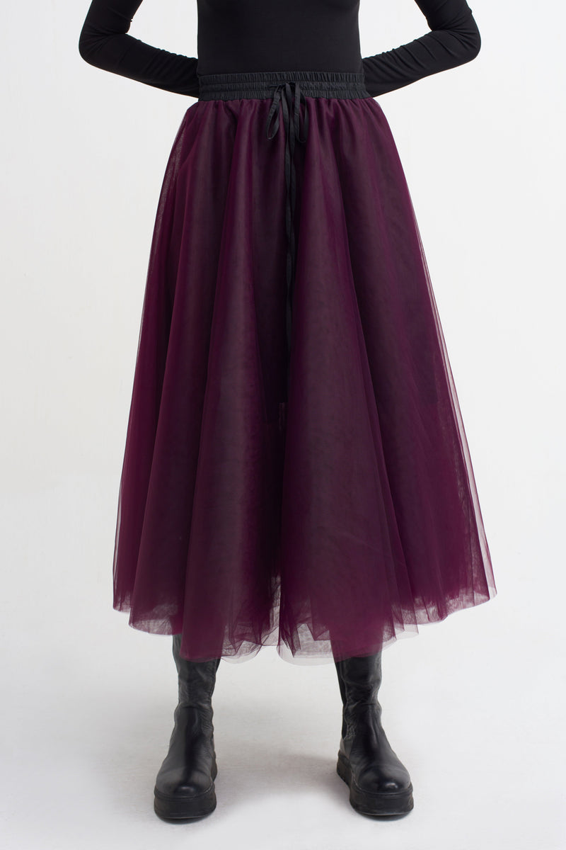 Nu Organza Midi Skirt Plum