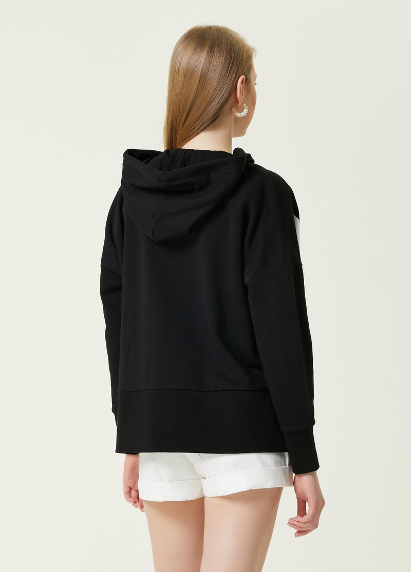 Beymen Club Hoodie Contrast Logo Sweatshirt Black