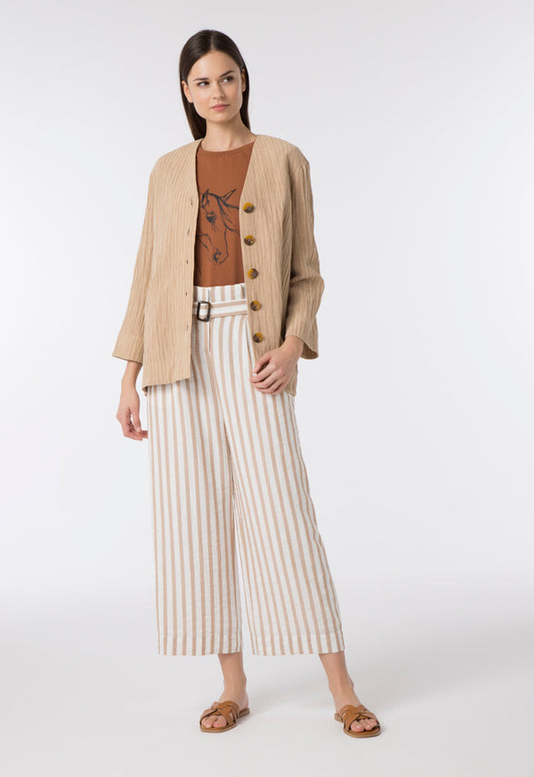 Choice Wrinkled V-Neck Outer Beige