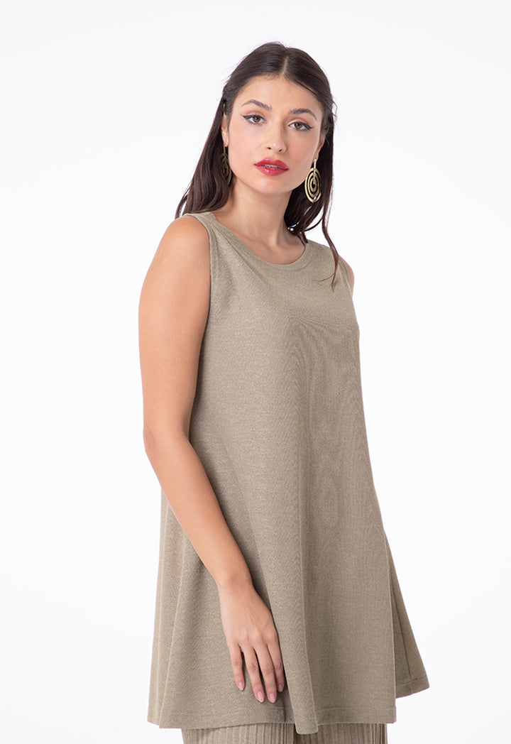 Choice Linen Jersey Sleeveless Blouse Khaki