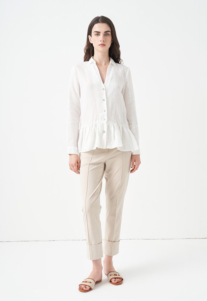 Choice Tiered Hem Solid Shirt Off White