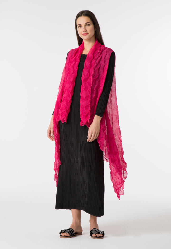 Choice Electric Pleated Chiffon Outerwear Fuchsia