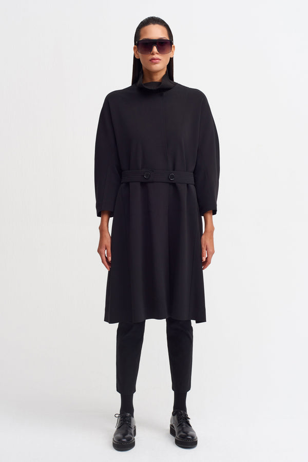 Nu Long Sleeve Belted Coat Black