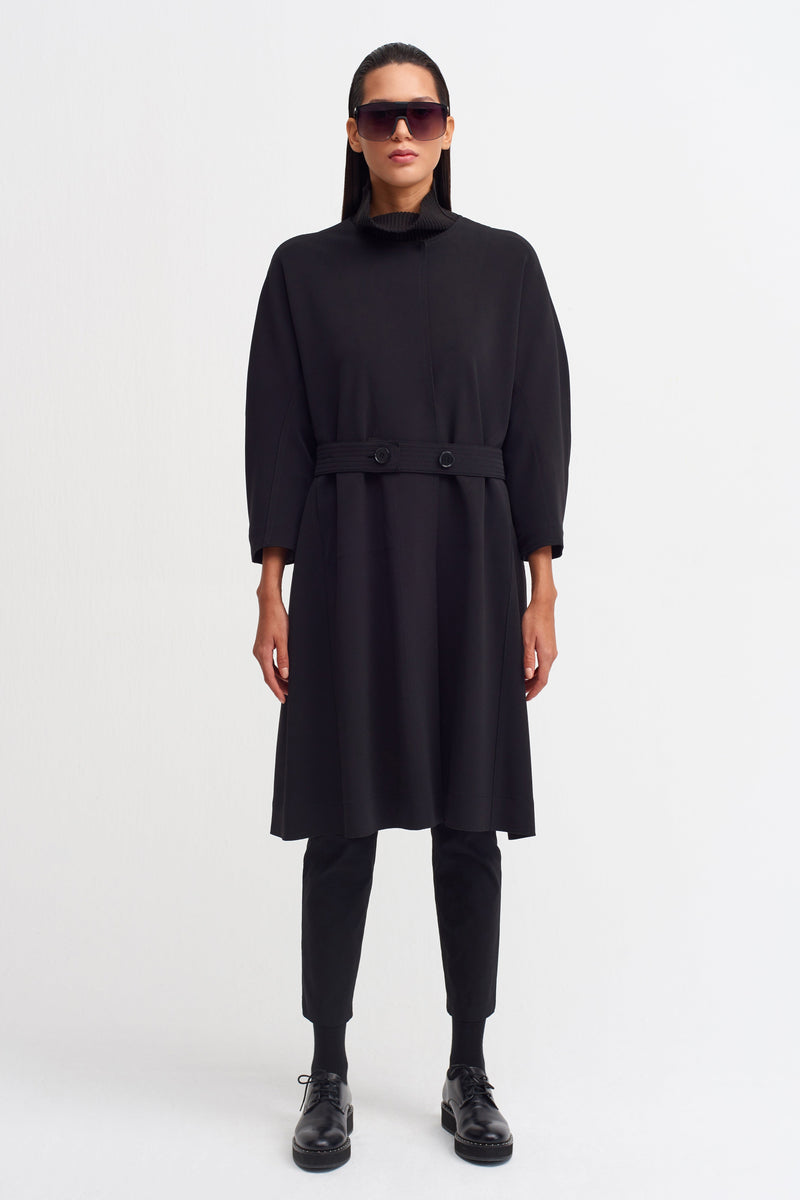 Nu Long Sleeve Belted Coat Black