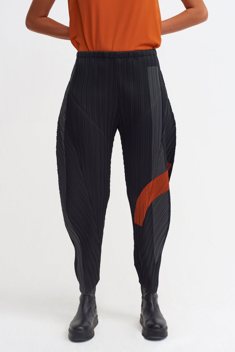 NU Colorblock Pleated Trouser Terracotta/Black