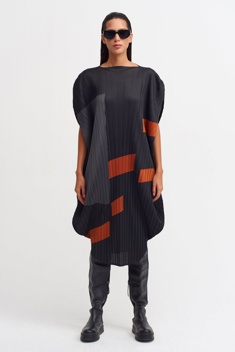 Nu Colorblock Egg Shape Dress Terracotta/Black