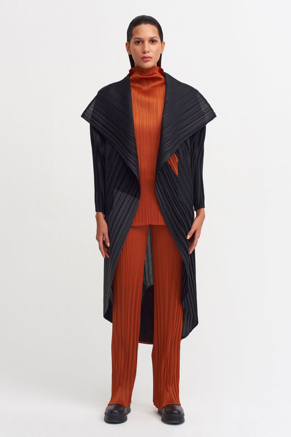 Nu Colorblock Pleated Outerwear Terracotta/Black