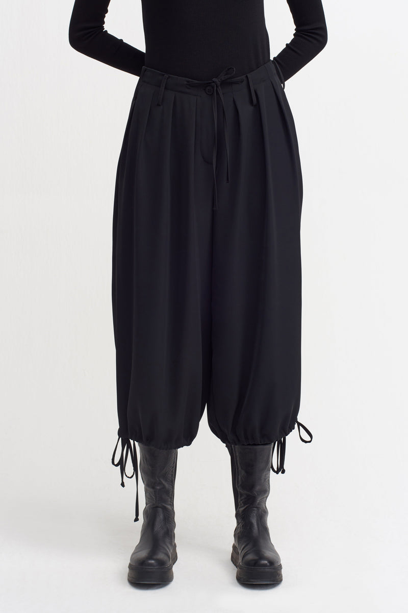 NU Tie Detail Culotte Trouser Black