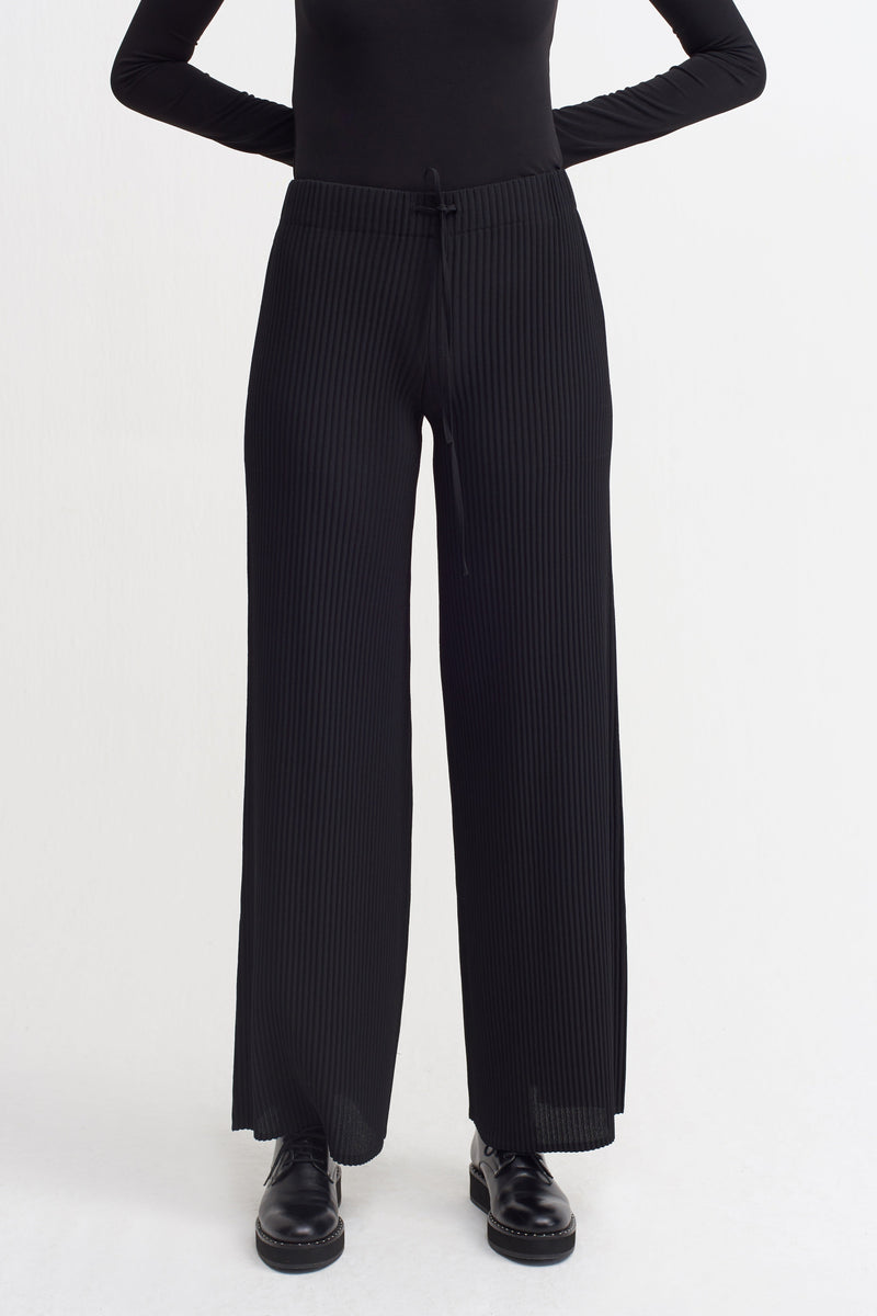 NU Pleated Palazzo Trouser Black