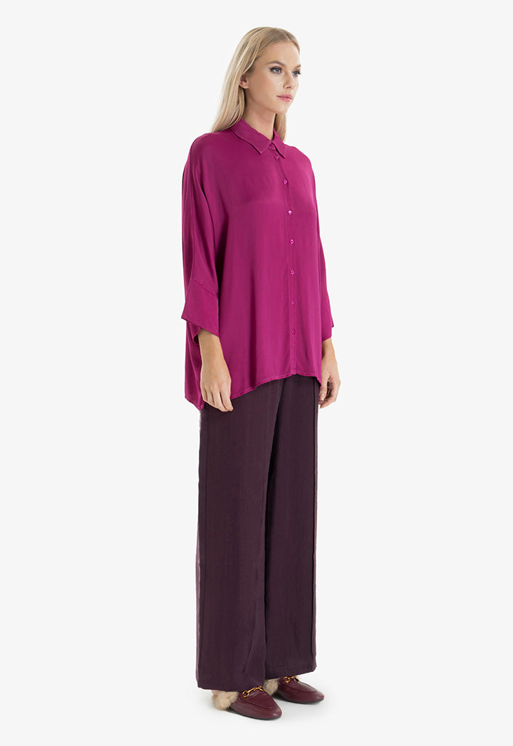 Choice Solid Oversize Shirt Fushia