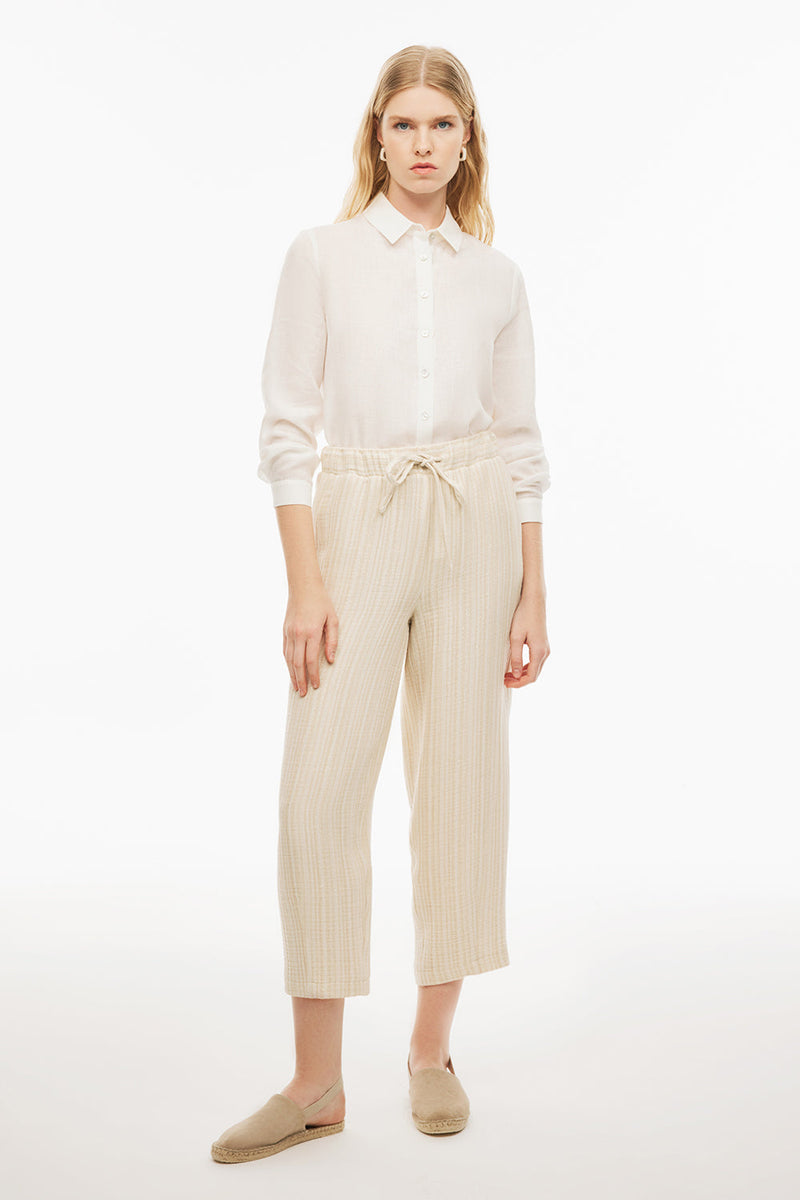 Perspective  Mid Rise Ankle Length Pants Ecru/Beige