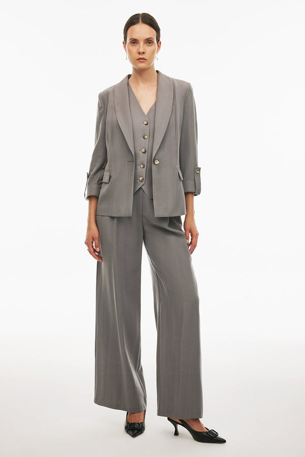 Perspective Wide Leg High Rise Tencel Pants Grey