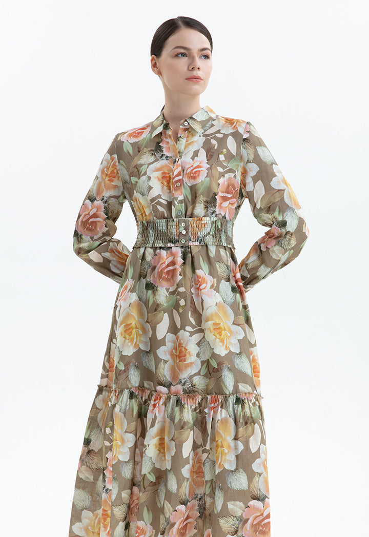 Choice Floral Print Shirt Dress Multicolor